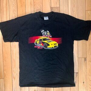 Vintage Y2K Robin Buck Car Tee Men's Large Gildan Tag Black Nascar Racing